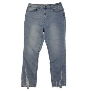 Amaryllis High Rise Crop Jeans Womens 16 (33x25½) Raw Hem Light Wash Distressed